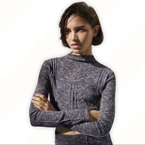 UO Out From Under Tripp Mock Neck Neck Marled Lounge Crop Top